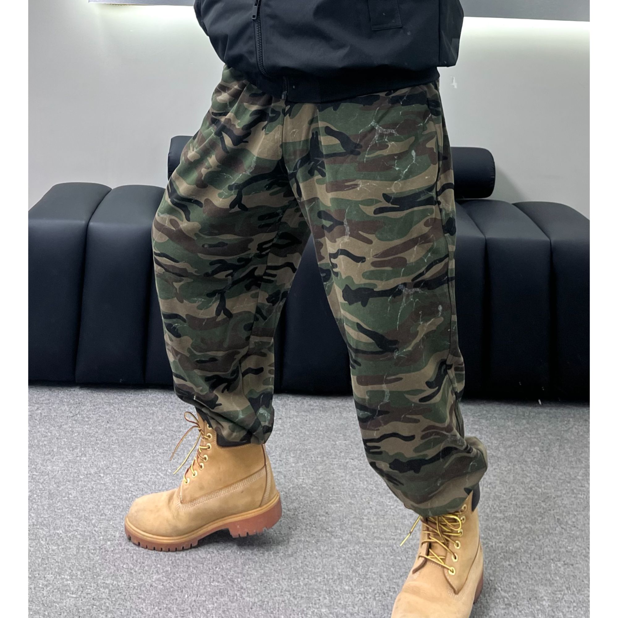 通勤迷彩束脚卫裤一百棉重工艺水洗美式复古宽松百搭休闲卫裤
