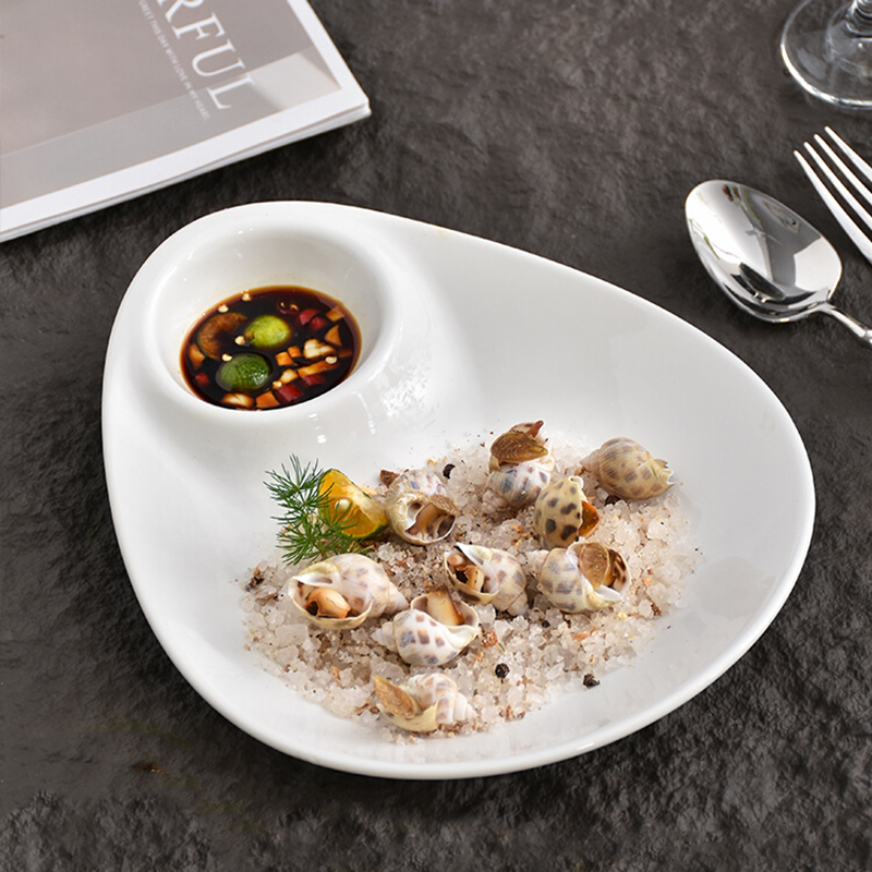 新款子母盘子盘带醋碟家用水饺盘子母饺子盘酒店商用分格早餐酒店