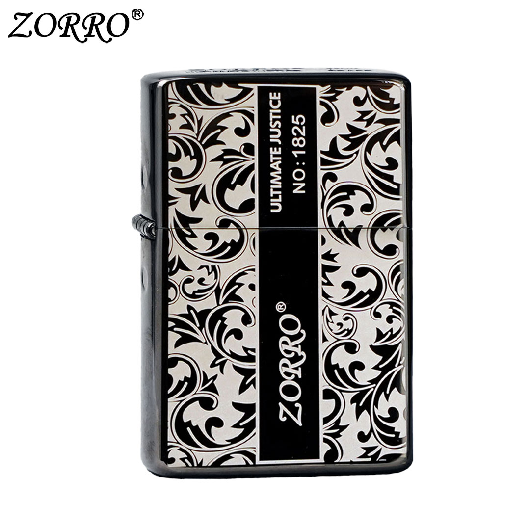 ZORRO佐罗防风煤油打火机Z905-HB黑冰竖纹唐草花创意送男友男士