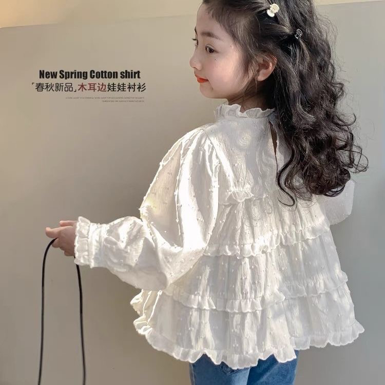 小女孩白色衬衫2025春秋新款韩版儿童春季洋气长袖上衣女童衬衫