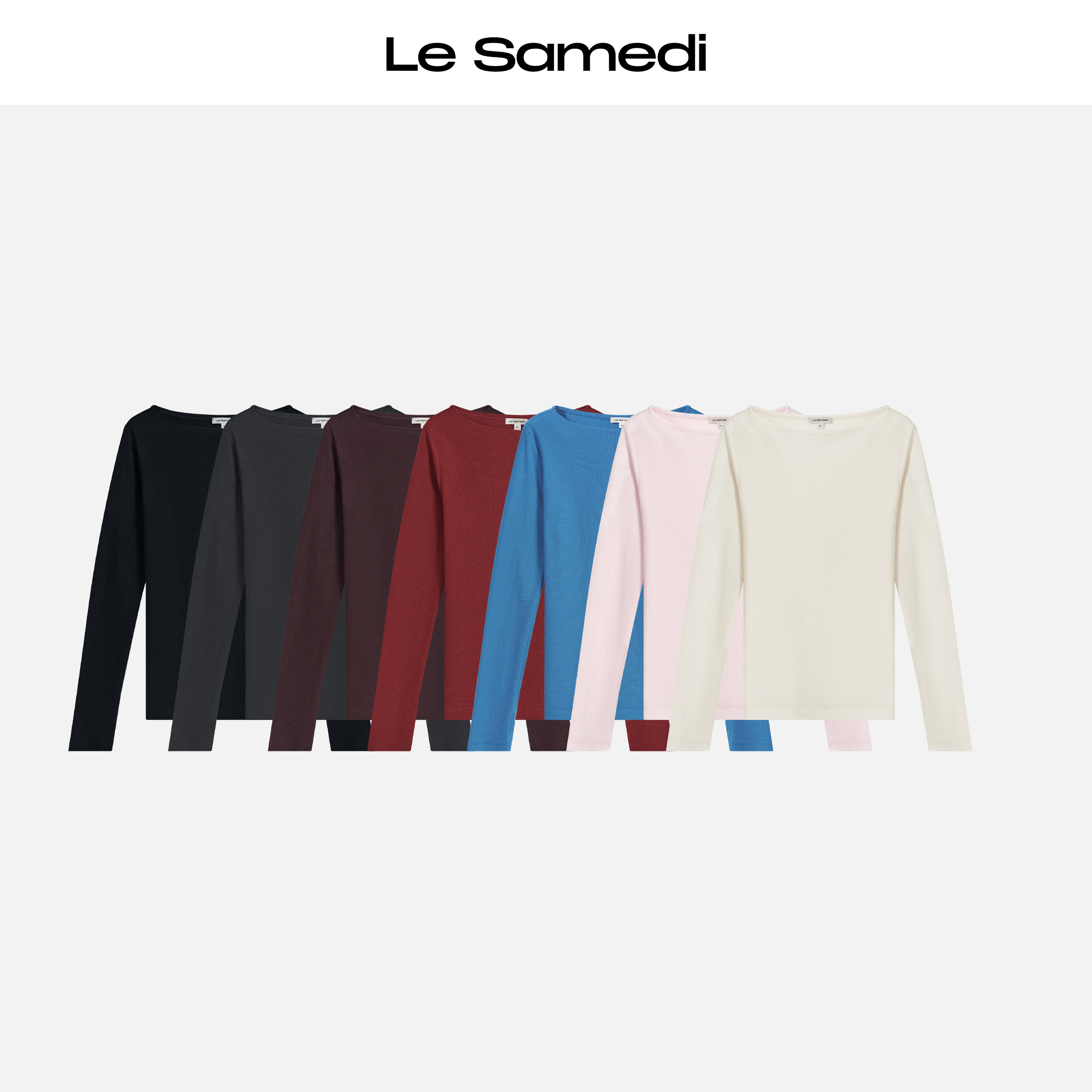 Le Samedi【25法枫pro】舒爽羊毛 CleanFit一字领套指袖口长袖上衣