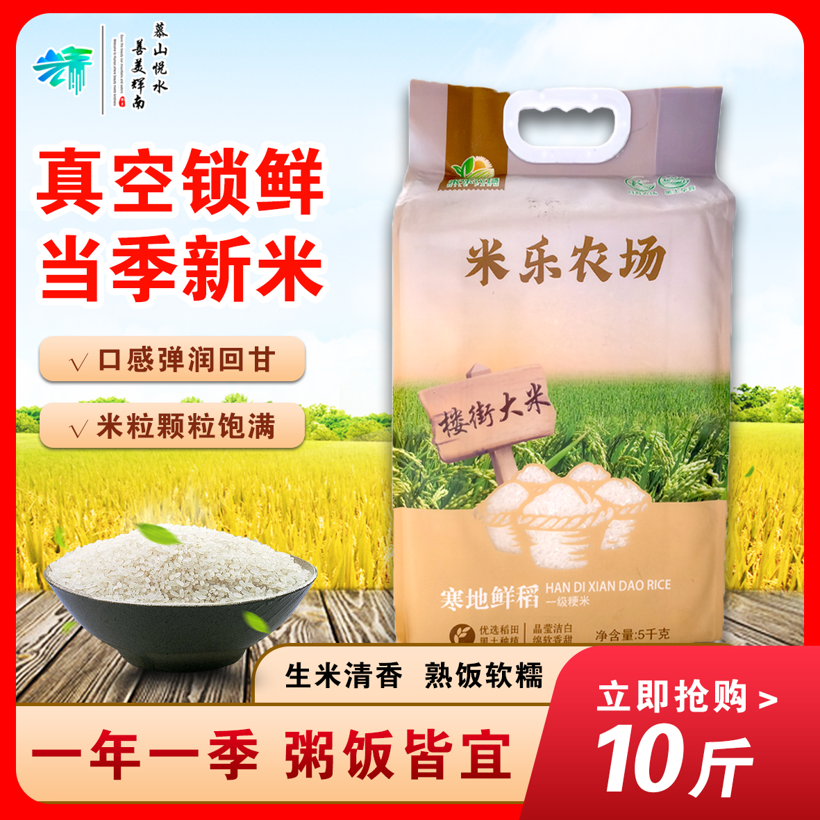 2025秋季新米真空包装内置两块5 斤米砖东北辉南楼街乡小粒香米