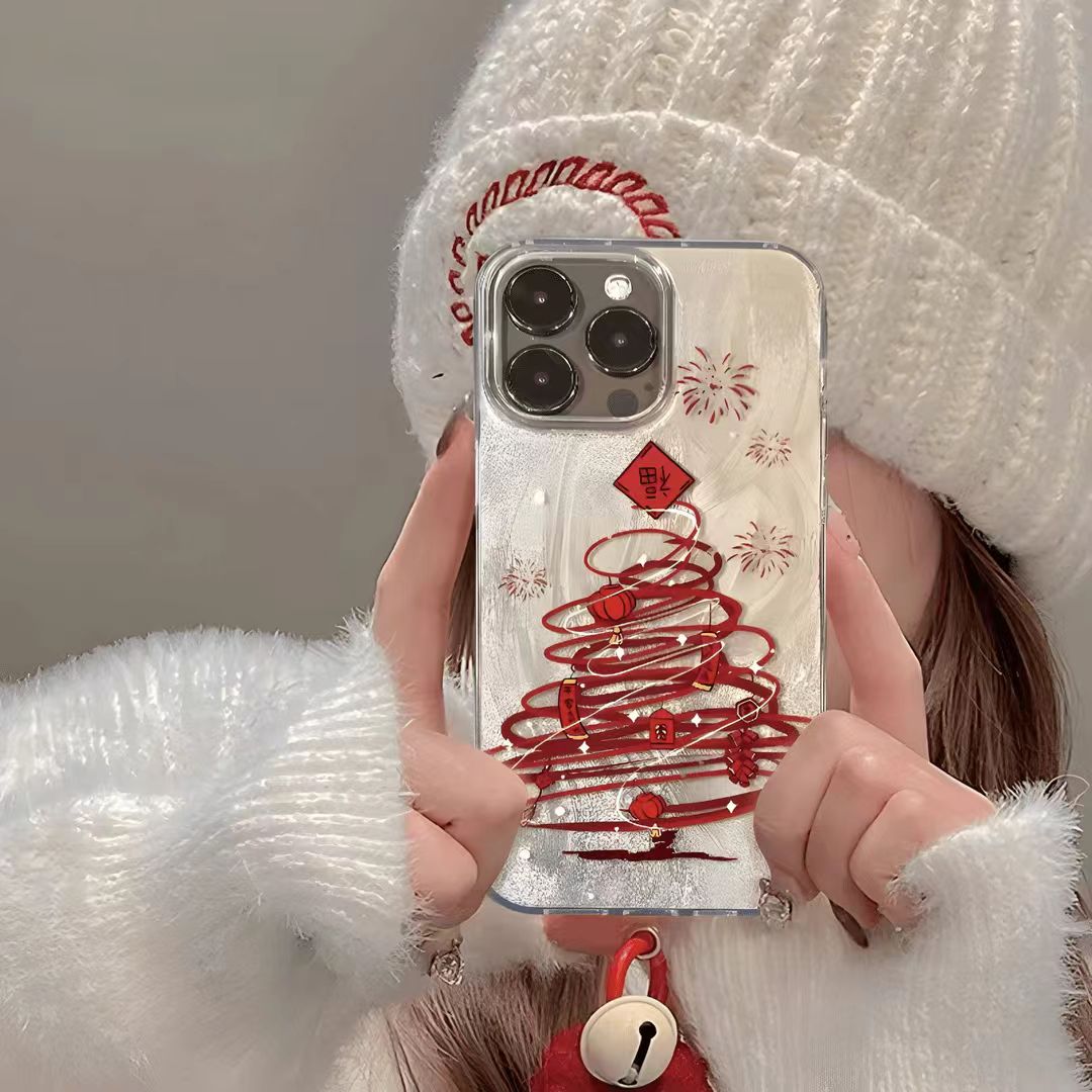 烟花发财树适用于新年苹果17小米IQOO华为VIVO一加OPPO防摔手机壳