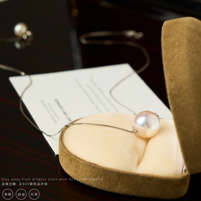 丽沁 链子925银 炫彩极光小灯泡白透樱花粉路路通项链抽拉流苏