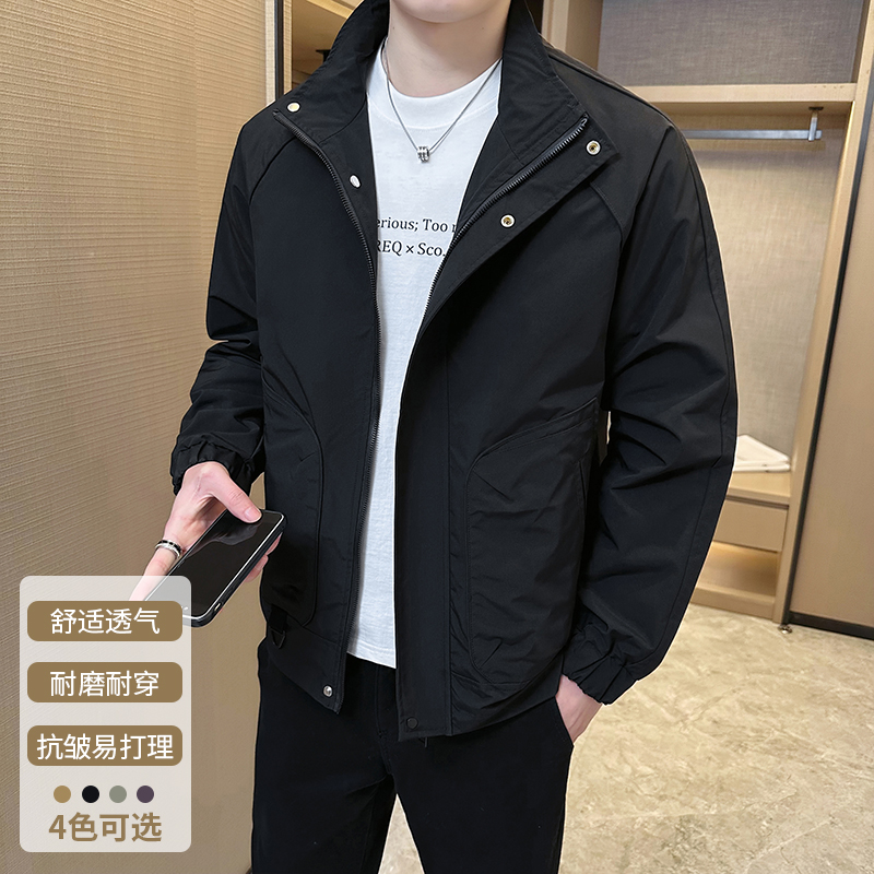 男士立秋季大码外套秋冬款夹克新款军绿冲锋衣立领工装男款男装