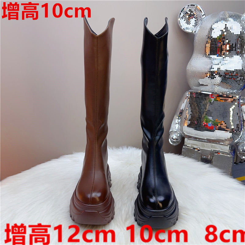 隐形12厘米内增高瘦瘦靴女厚底鞋高跟鞋10cm瘦瘦靴松糕长筒靴