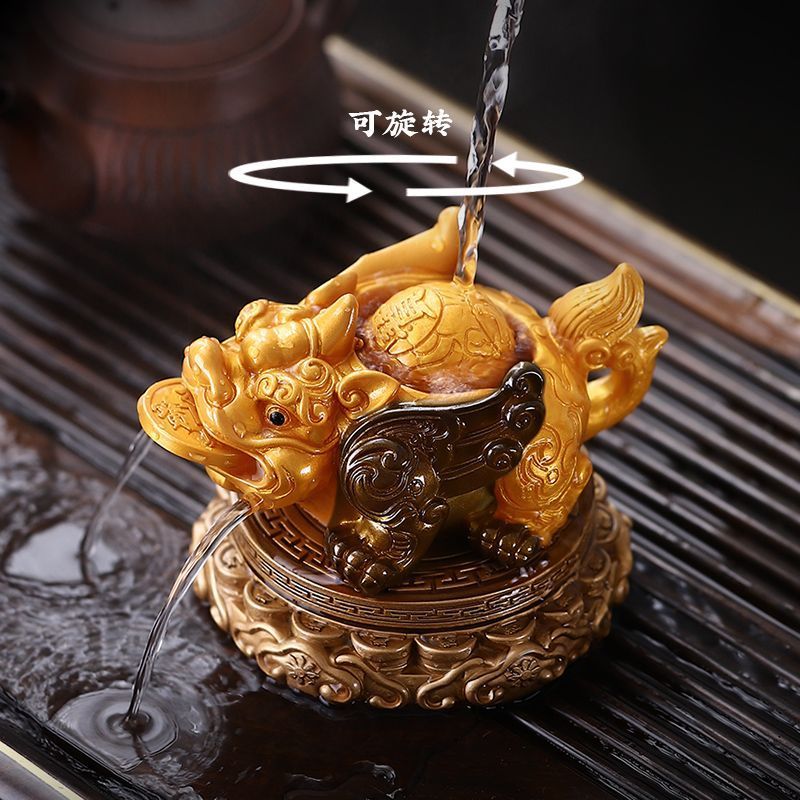 变色旋转貔貅茶宠可养时来运转摆件茶台吸金茶具茶桌茶盘配件金蟾