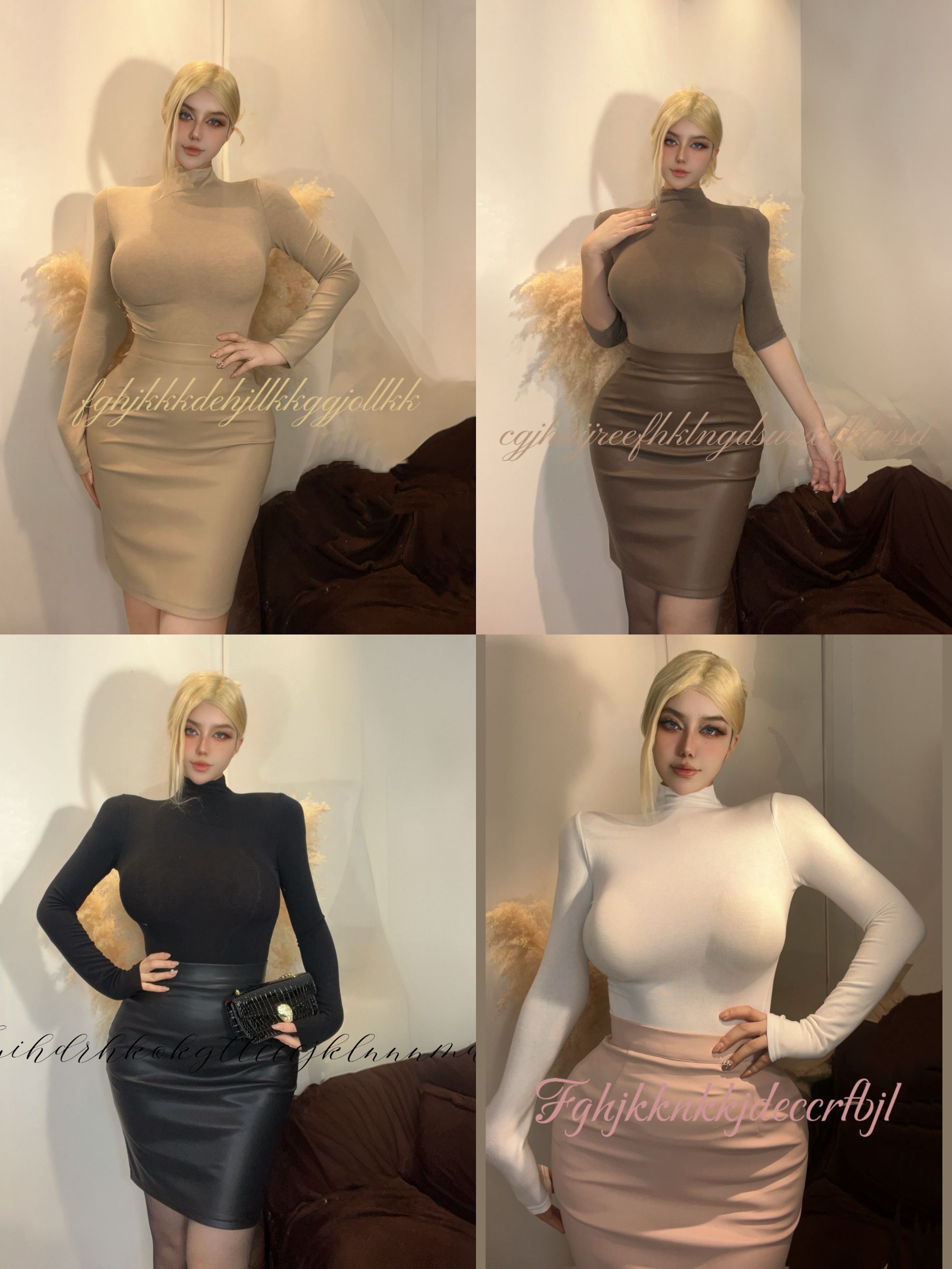 琳与墨【赫本缪斯】气质pu皮包臀裙女紧身自带丰胯垫显瘦开叉半身裙