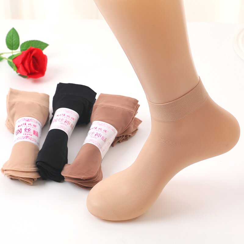 新一代钢丝袜短款女士防勾丝肉色防滑薄款肤色袜子天鹅绒丝袜短袜