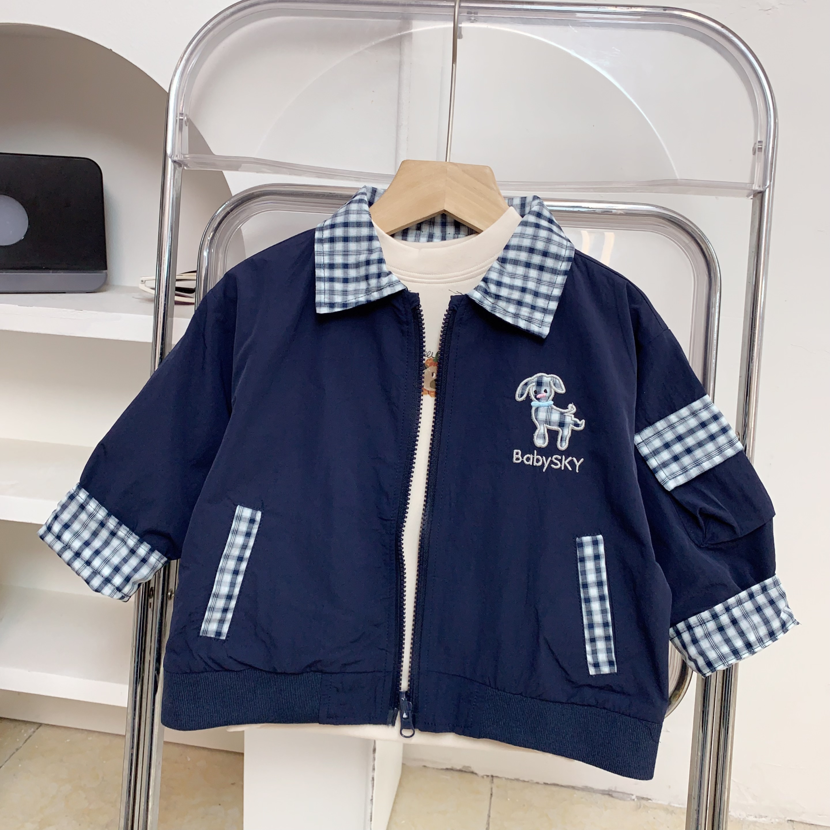 两面穿外套儿童韩版双面可外穿休闲外套男童春秋款韩系帅气夹克潮