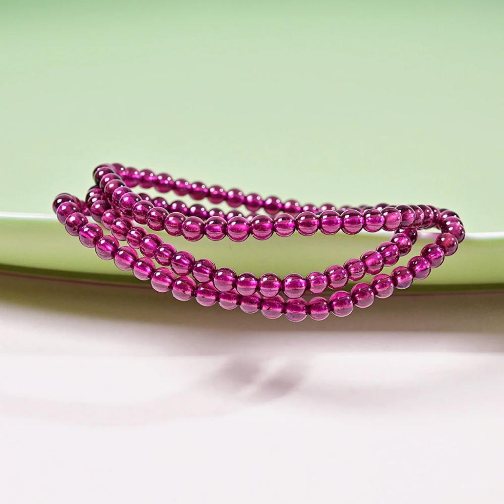 紫牙乌石榴石多圈手串-4mm+（多样性发其一）