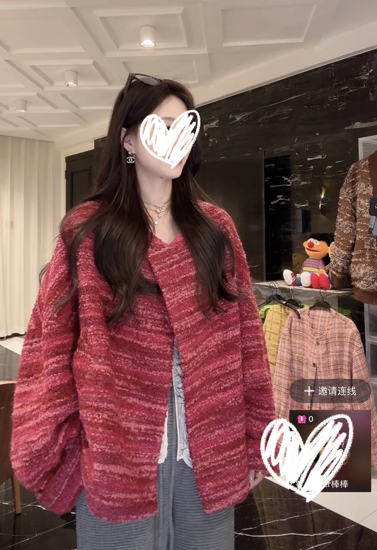 【运补6-8】【莓果甜心】设计师高定特种纱时髦感保暖香风外套