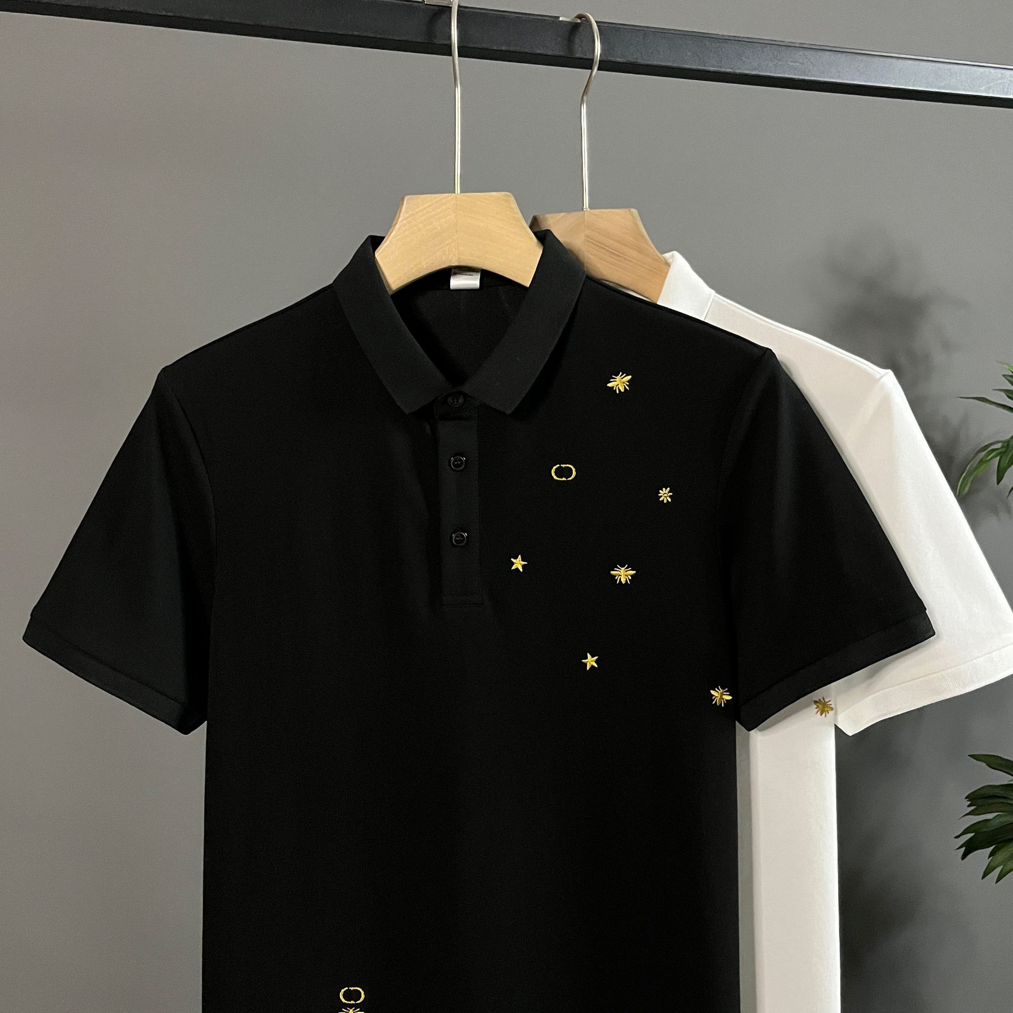 夏季珠地棉男士短袖Polo衫潮流刺绣小蜜蜂轻奢百搭修身翻领25011