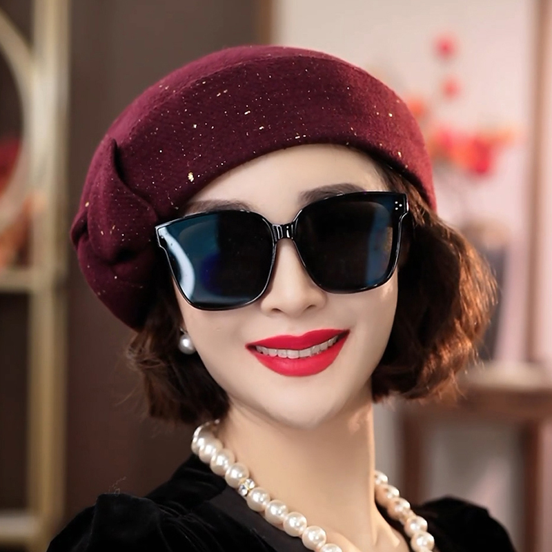 布塔羊毛呢贝雷帽女款2025新款爆款小香风百搭冬季时尚画家帽2159