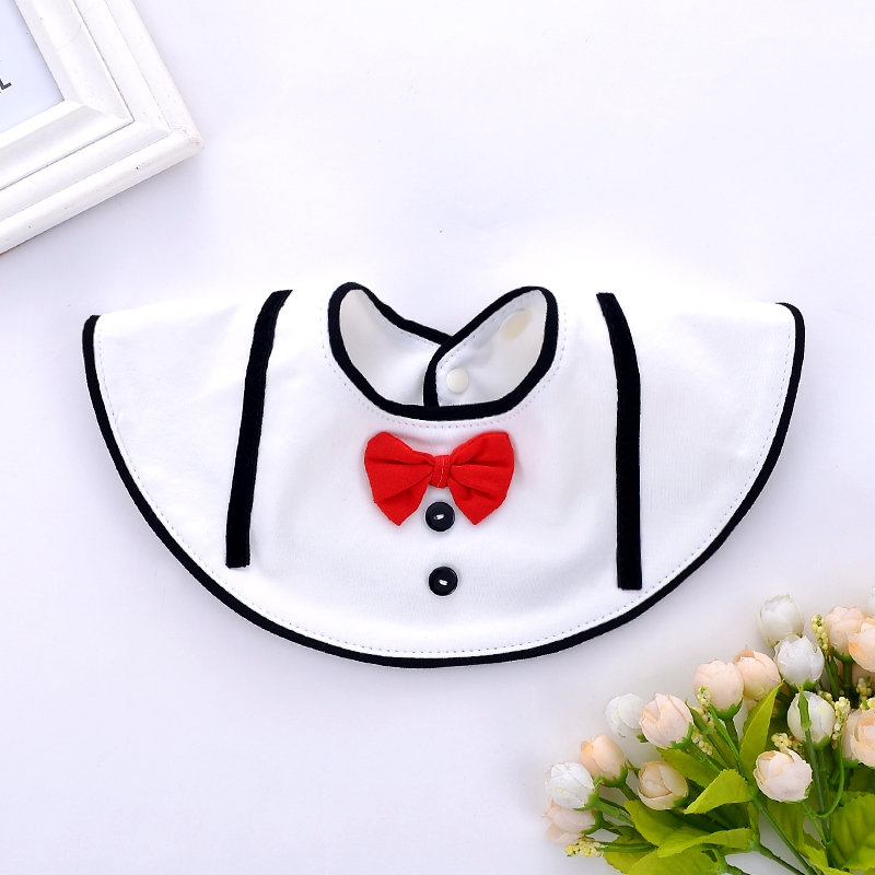 校园绅士风360旋转婴儿棉质围嘴领结造型口水巾假领0 - 3岁