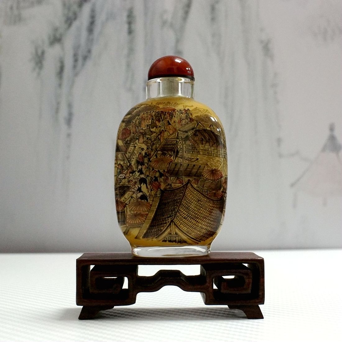 宫廷匠人 品牌非遗技艺特色内画鼻烟壶清明上河图手绘工艺品摆件