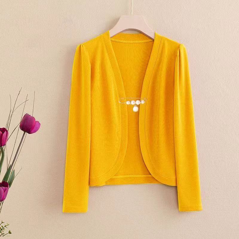 网红流行新款【送胸针】搭配吊带裙的小披肩减龄上衣外套冰丝开衫