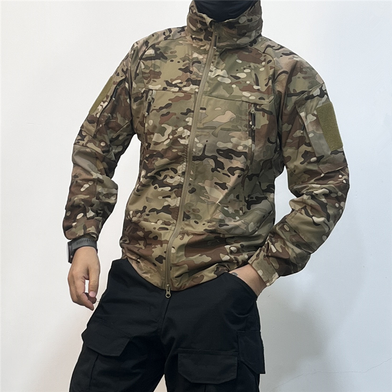 春秋冬男户外战术单层夹克迷彩冲锋衣防水防风毒牙登山服外套防刮