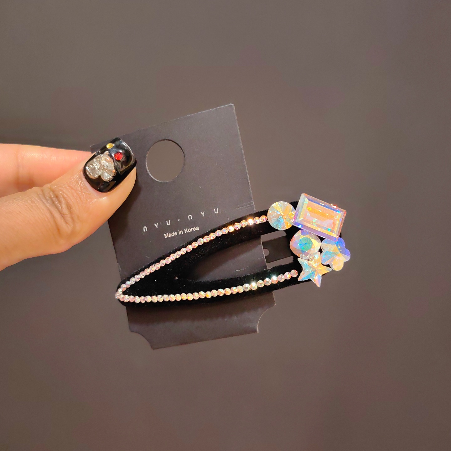 韩系新款绒底彩色异形钻7cmBB夹时尚洋气刘海发夹靓丽百搭碎发夹