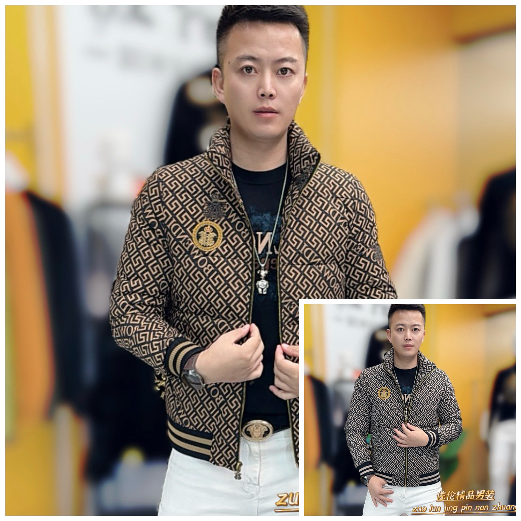 2500提花休闲潮流风冬季新款立领修身轻奢爆款羽绒服