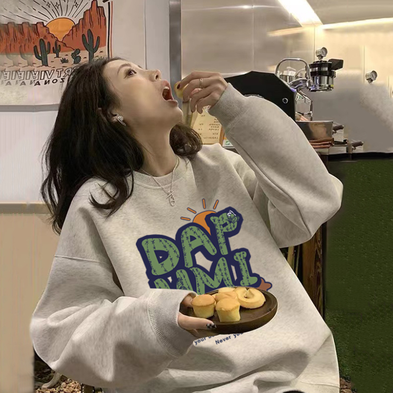 凯颂加肥大码300斤美式街头休闲圆领卫衣男女秋冬宽松百搭上衣