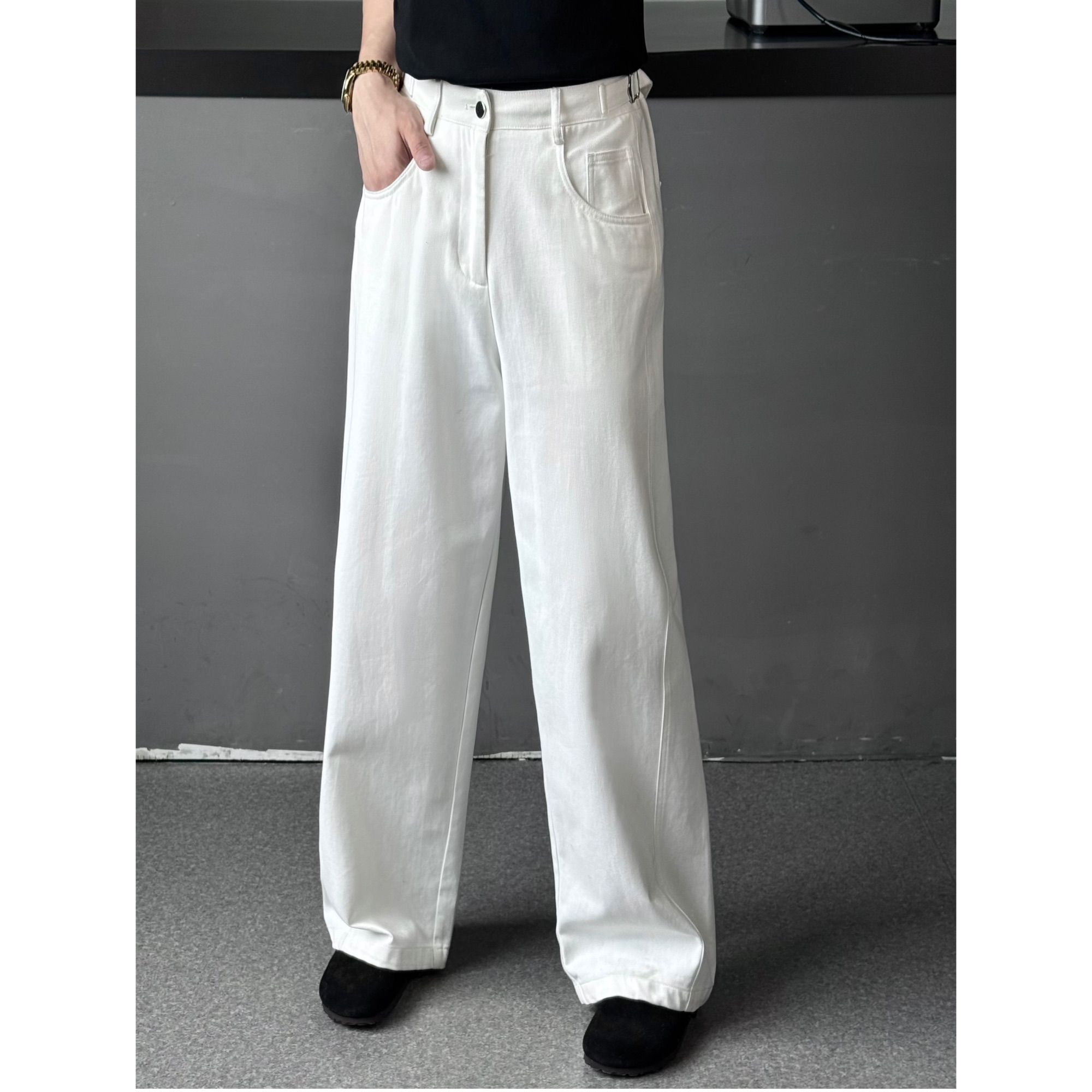 AIXKOM｜｜2025秋冬款纯棉透气宽松休闲设计感那不勒斯腰头休闲裤