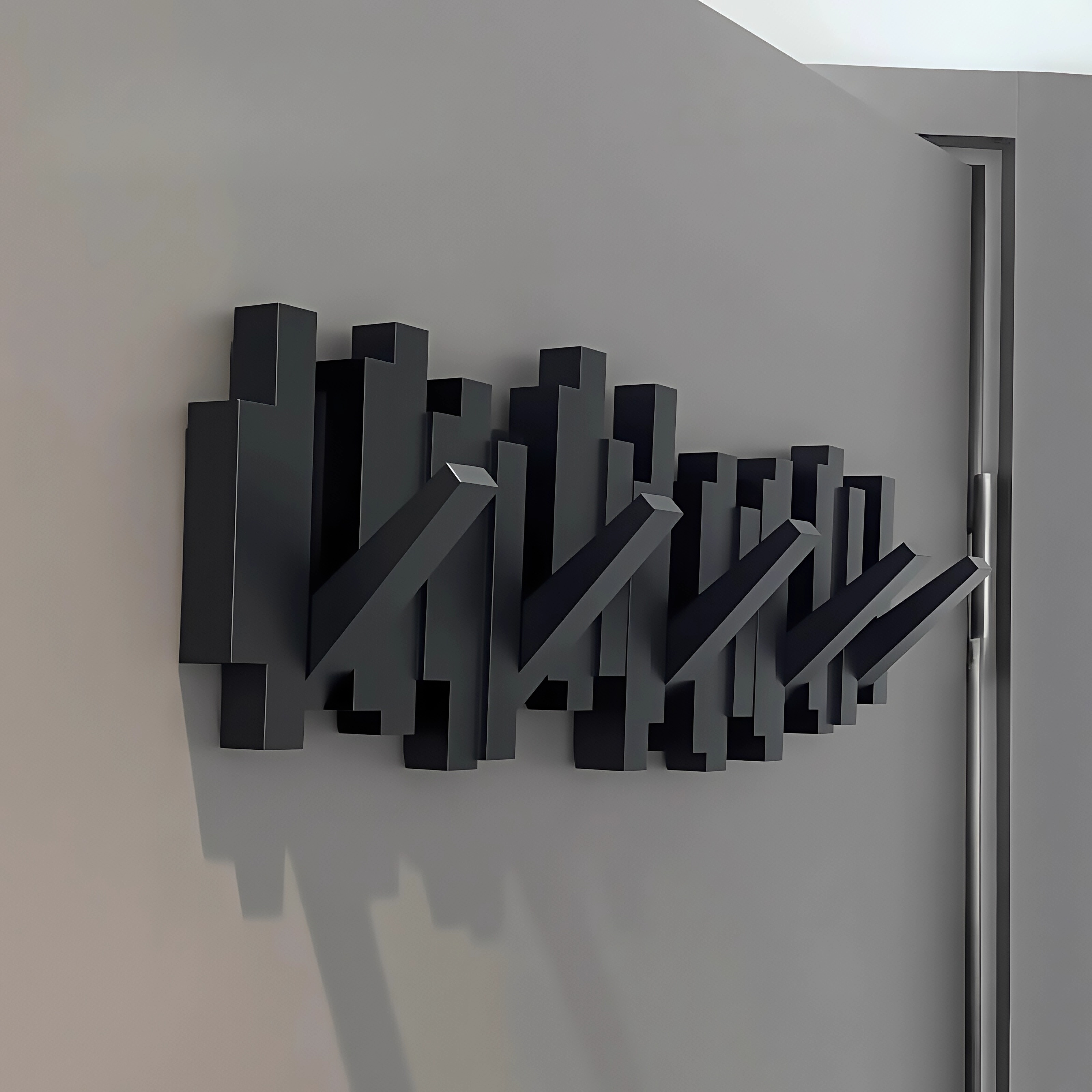 钢琴键挂衣架实木挂钩墙上装饰置物架卧室入户进门后免打孔衣帽架