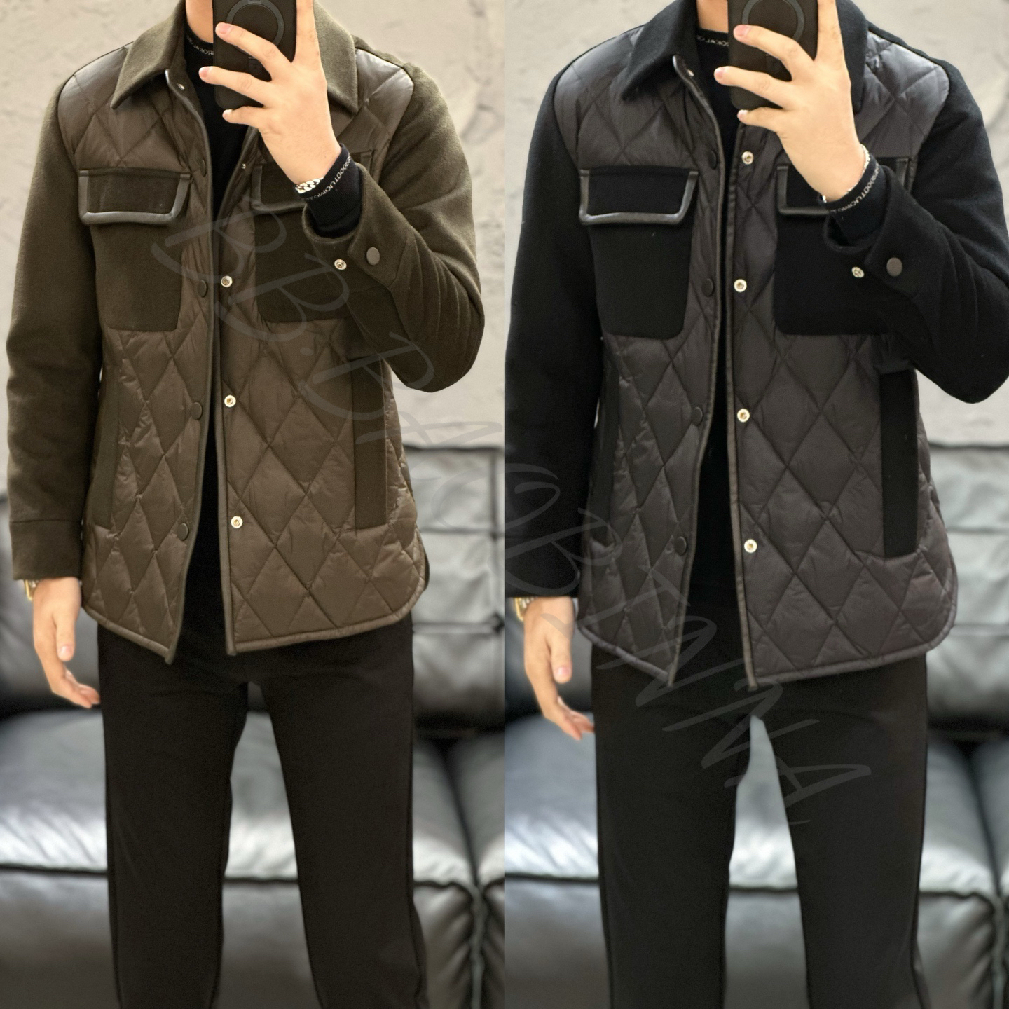 小野· 男装 | 欧货男士鹅绒商务休闲拼皮羽绒服3513