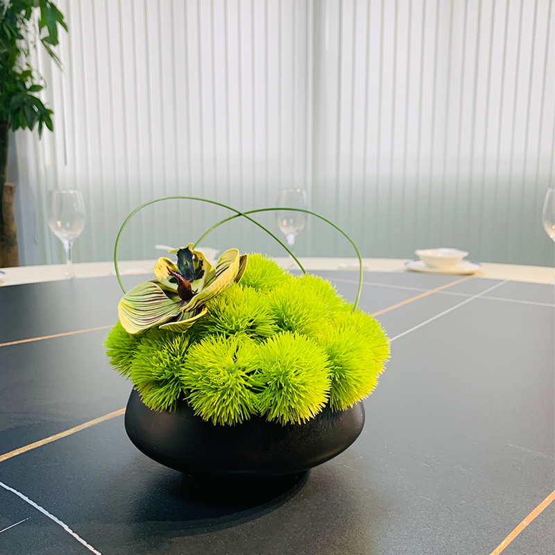 酒店大圆桌转盘中间装饰花餐桌花摆花高档轻奢创意茶桌花茶几摆件