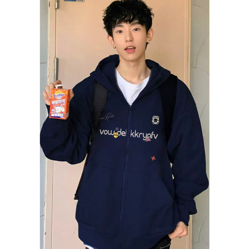 美式潮牌字母印花连帽开衫卫衣男秋冬季休闲百搭宽松情侣重磅外套