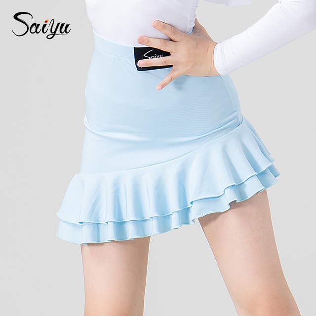 赛域拉丁舞裙少儿童女童春夏秋荷叶边裙摆跳舞蹈半身半截裙子2030