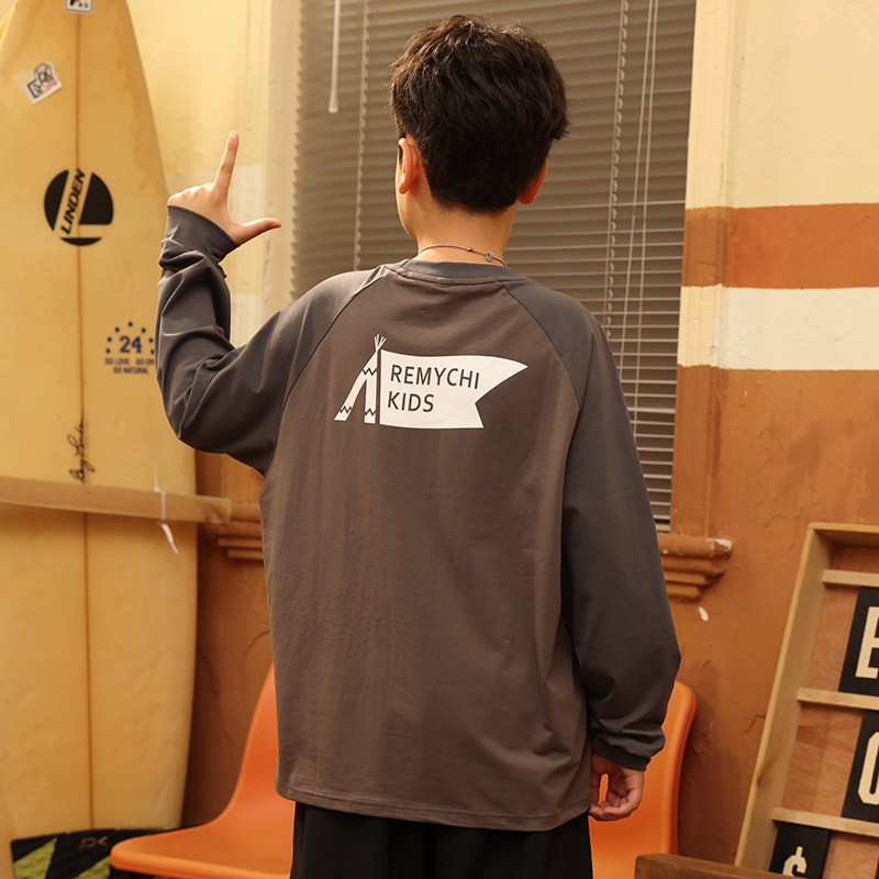 胖童T恤长袖男童秋装插肩袖加肥加大初秋上衣胖男孩宽松长T潮7739