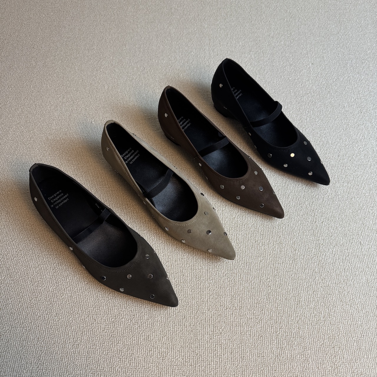 六也「金属点点」韩系4.5cm内增高复古尖头一字带玛丽珍单鞋L1293