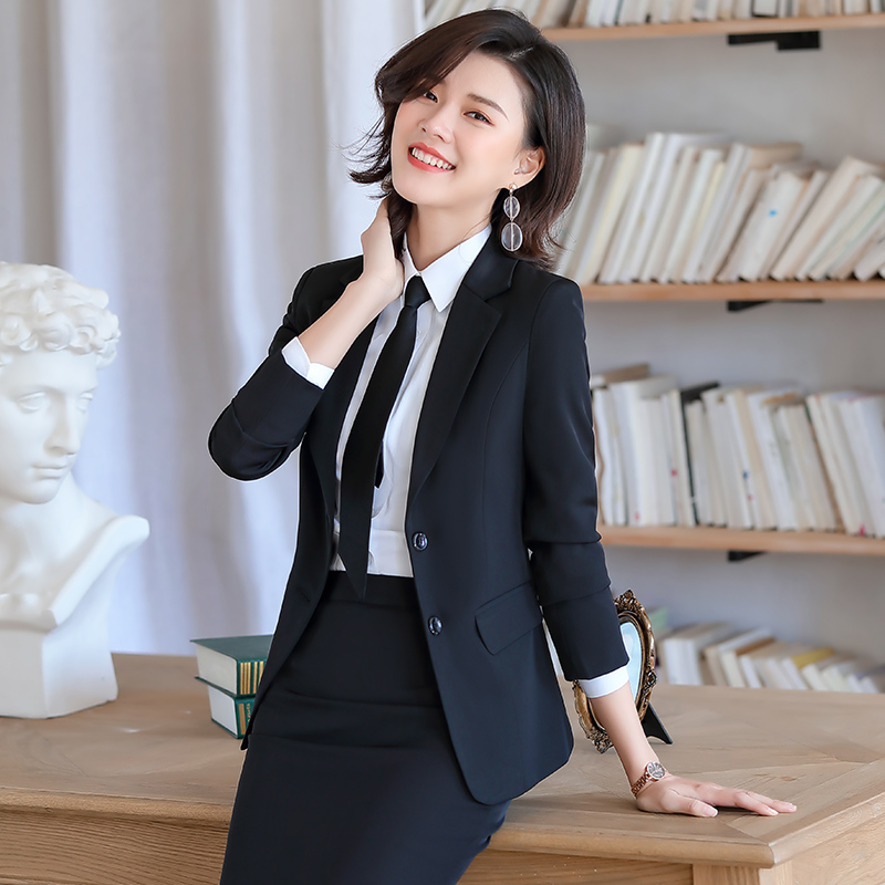 两粒扣西装套装女职业装修身正装春秋时尚气质商务西服上班工作服