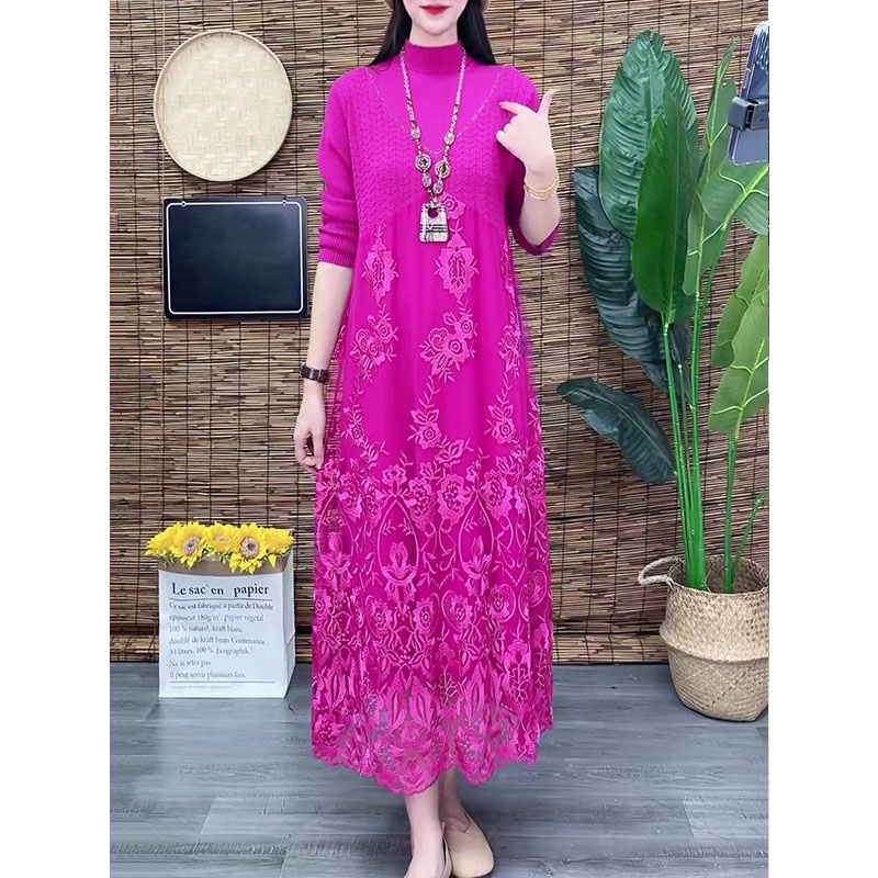 2025新款气质连衣裙春季洋气宽松大码长袖高端秋冬款过膝时尚裙子