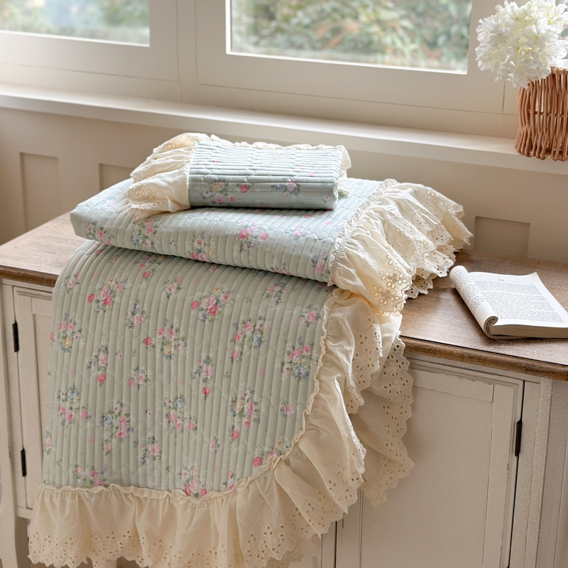 春夏秋冬适用新款全棉纯棉花边款韩式床盖单件床单加厚四季通用