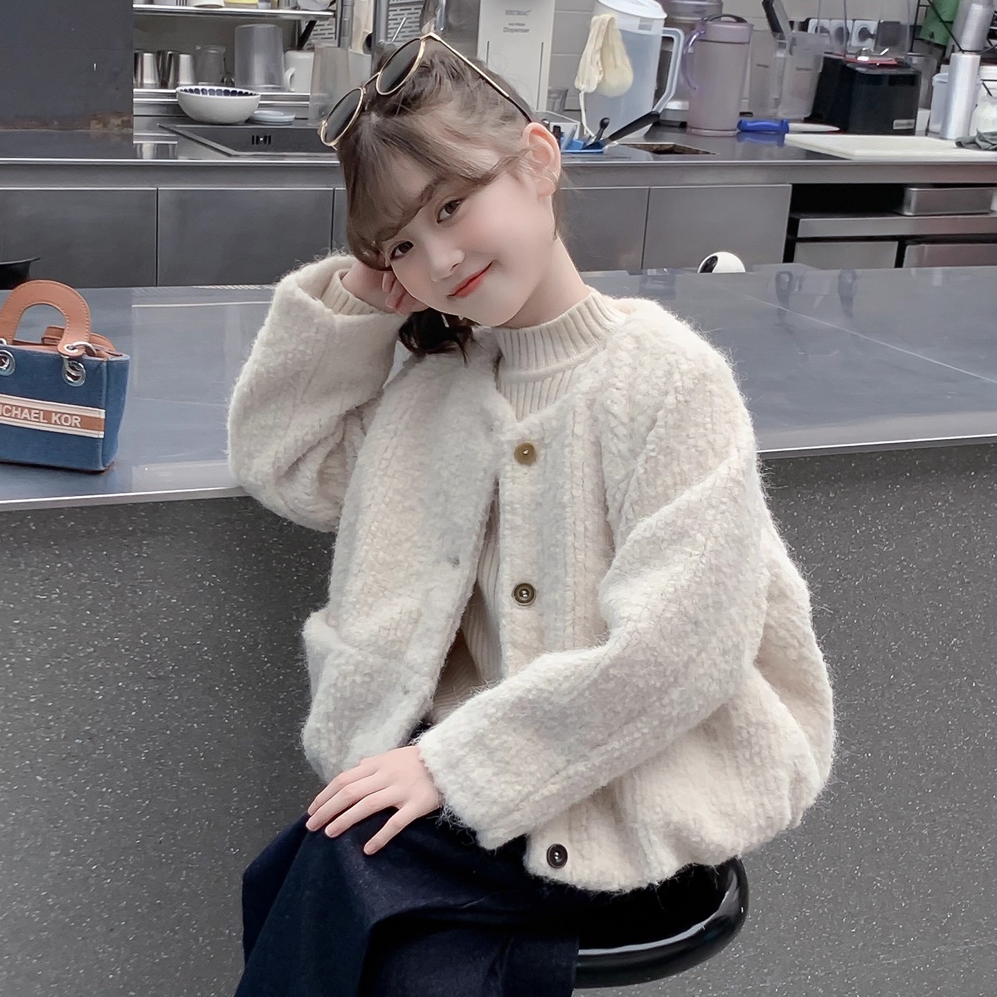 女童外套秋冬装2025新款洋气儿童装加厚小香风中大童冬季女孩上衣