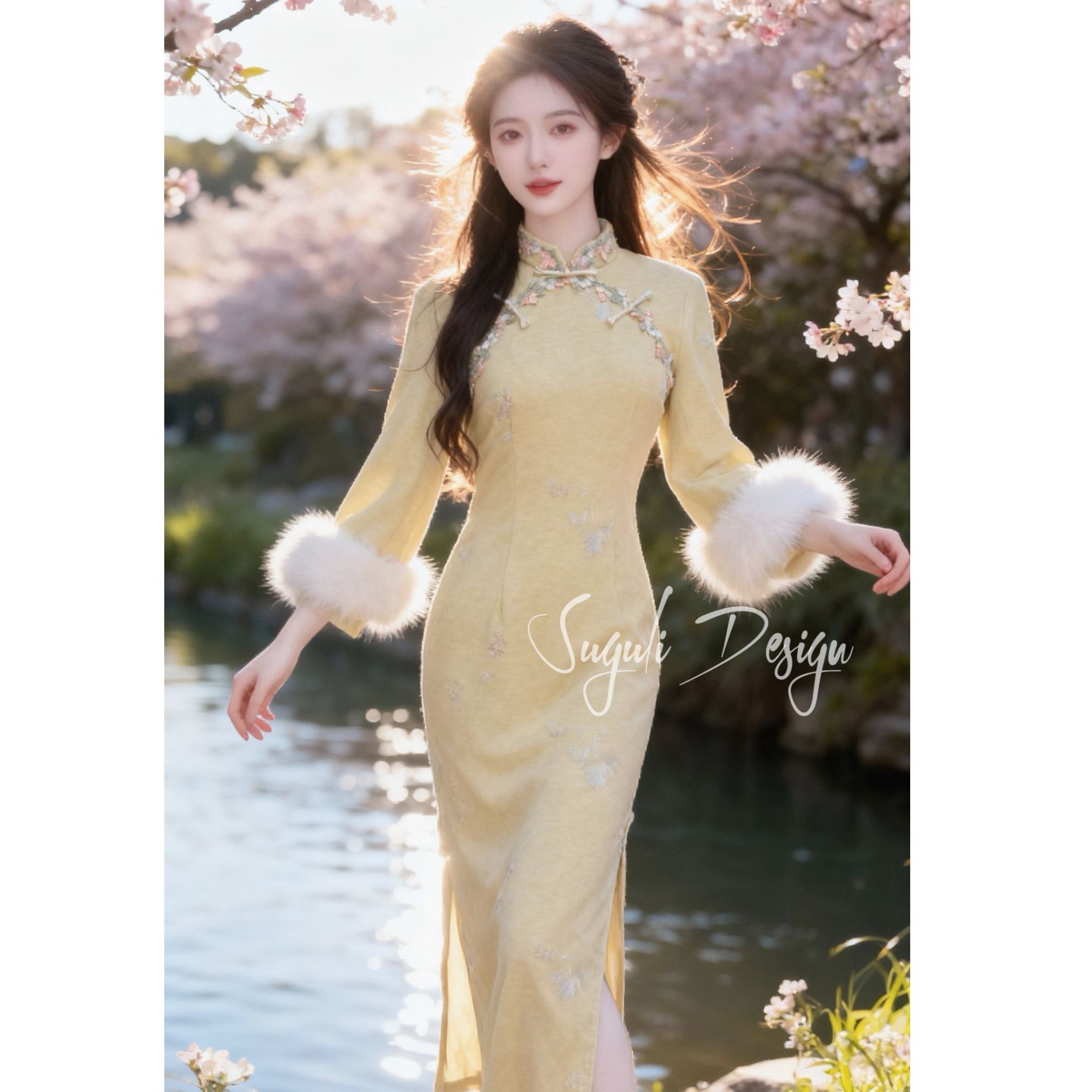 苏故里【旦逢良晨】加绒秋冬文艺显瘦新中式日常旗袍气质衣长120