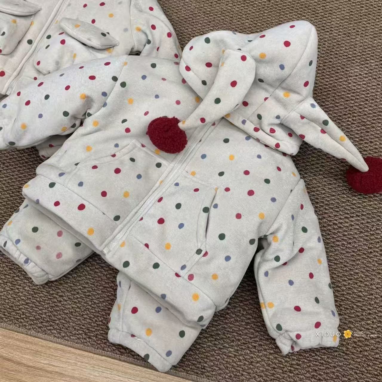 一件过冬2025新款冬季男女童三层夹棉加厚棉衣棉裤两件套家居套装