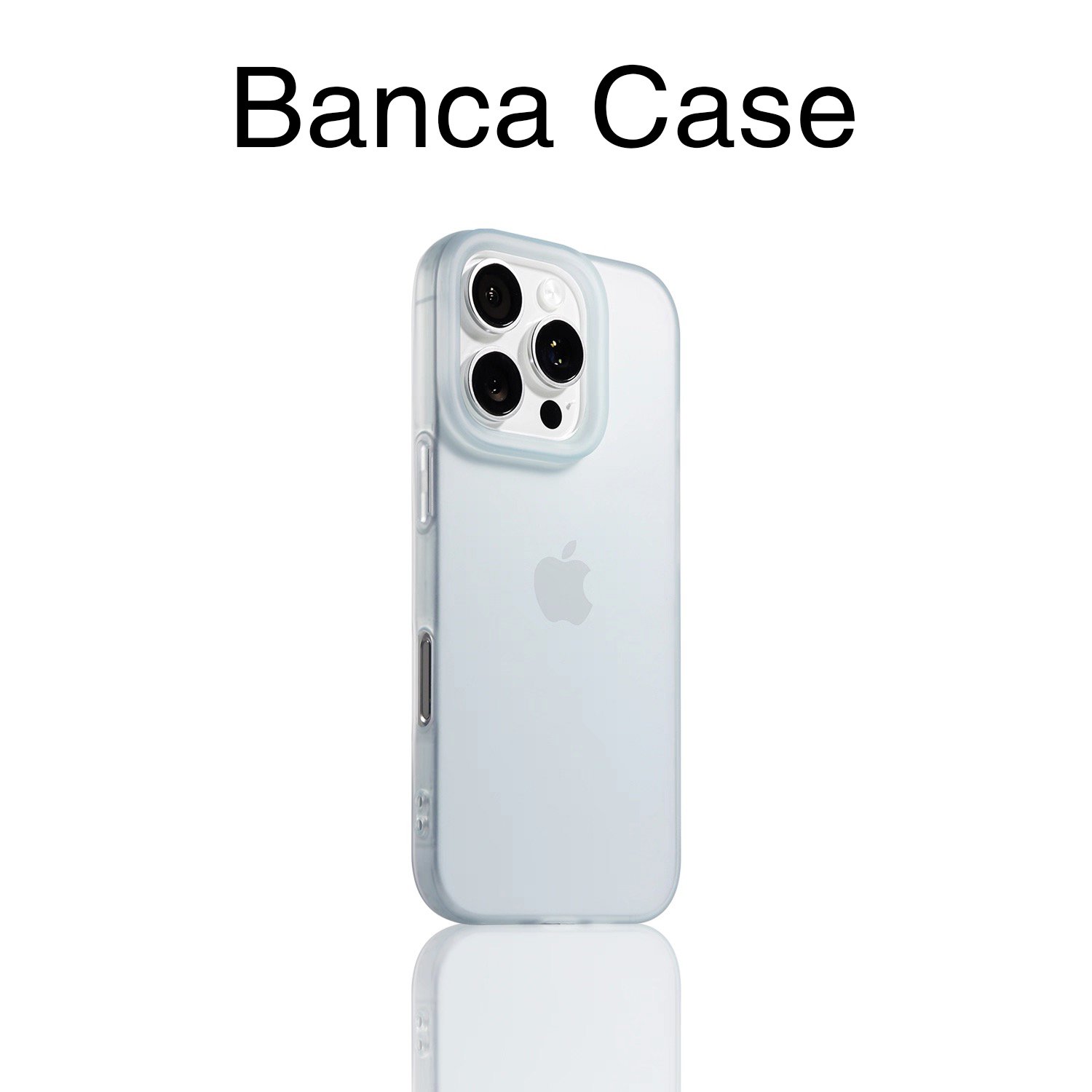 BANCA浅蓝色磨砂大孔适用苹果16/15promax手机壳iPhone14肤感13套