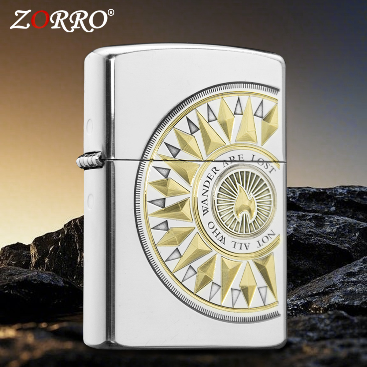 ZORRO佐罗正品煤油黄铜精雕刀刻镀银-爱情罗盘防风送男生礼物礼品