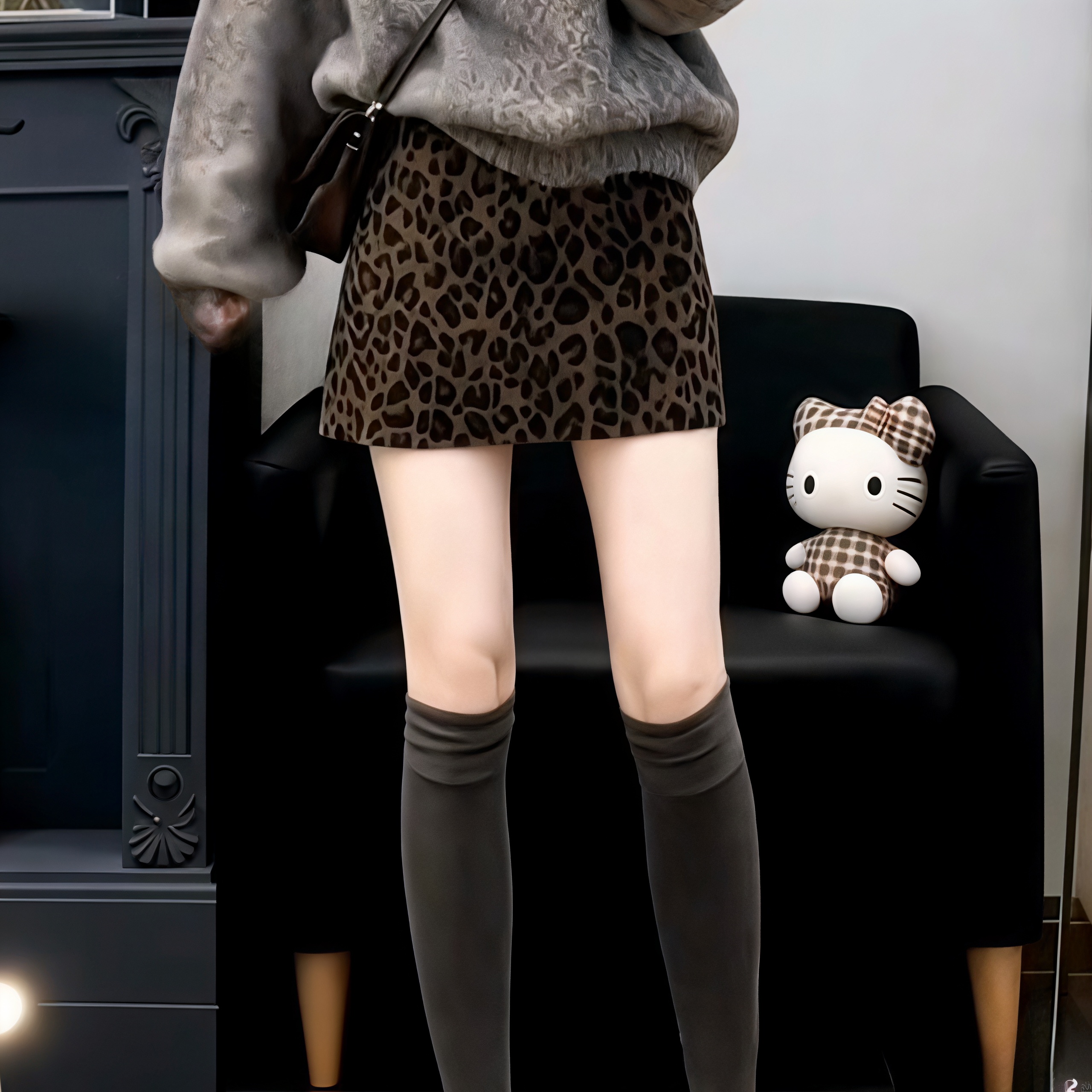 时尚高级感辣妹豹纹半身裙女2025秋冬新款大码百搭显瘦包臀A字裙