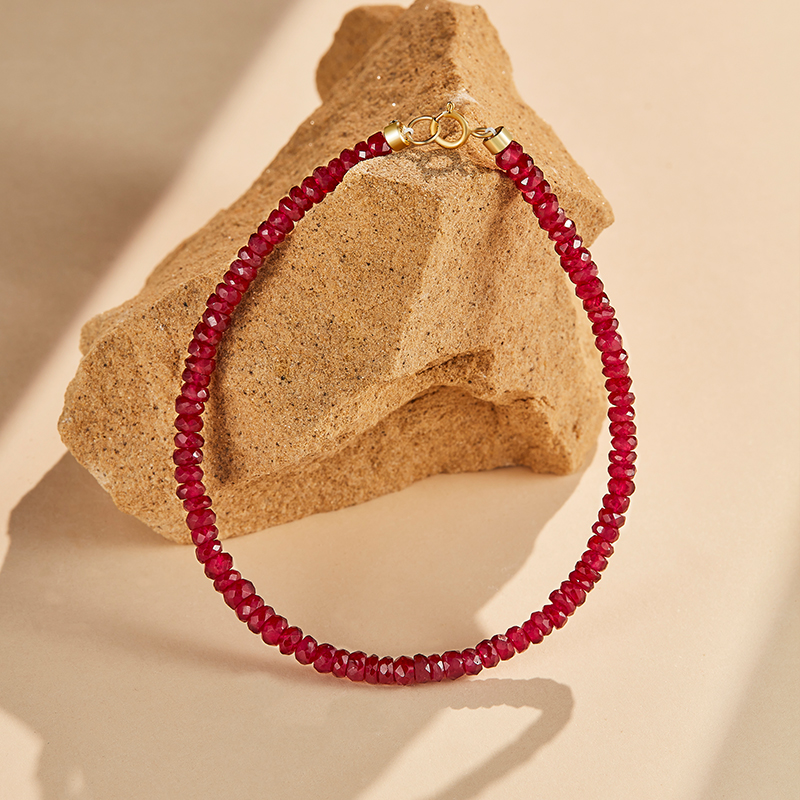 ECI 红宝石（处理）【红颜】鸽血红宝石手链女金AU750红宝石黄金手镯