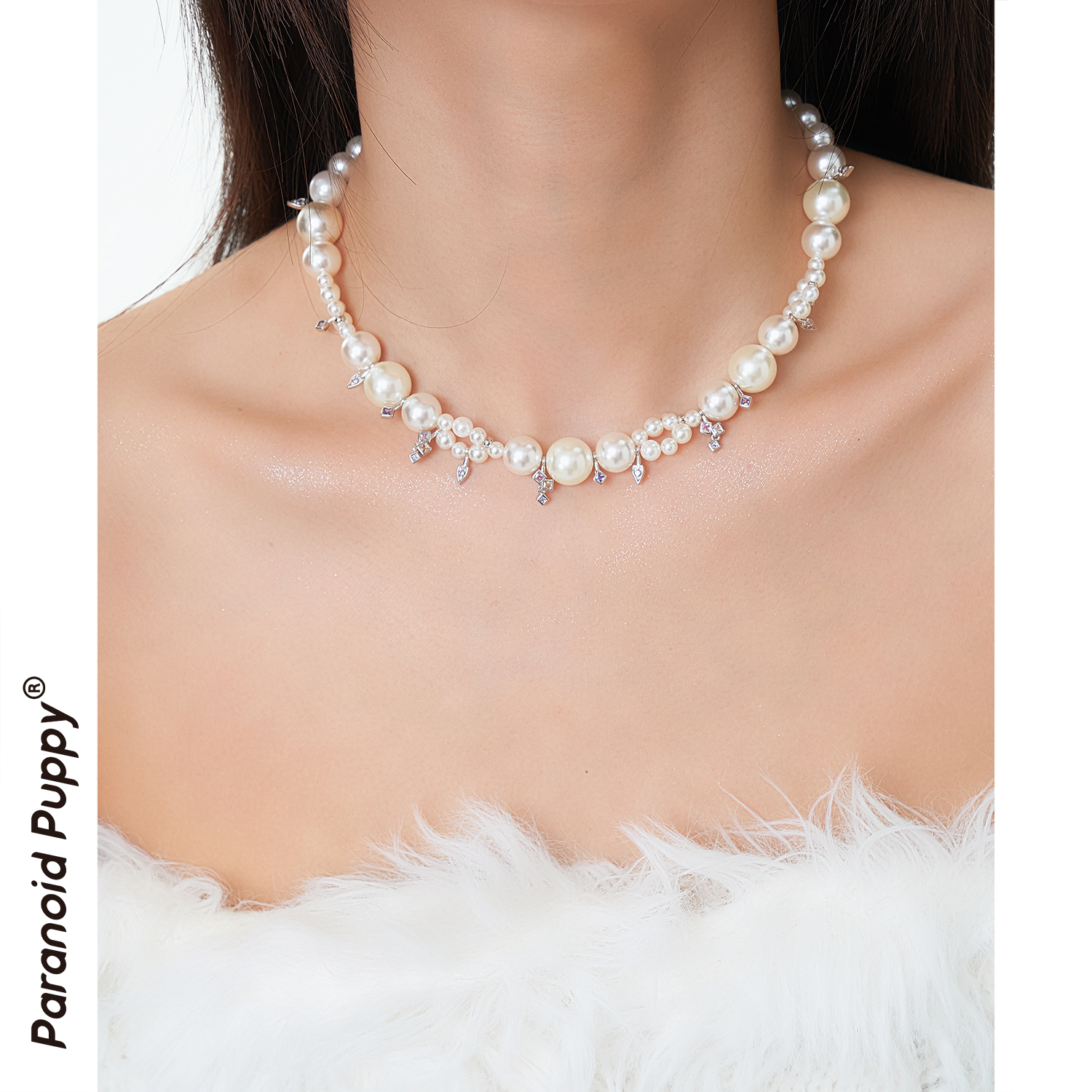 铜合金合成锆石吊坠 饰品《烁》串珠项链女秋冬法式宫廷风气质高保