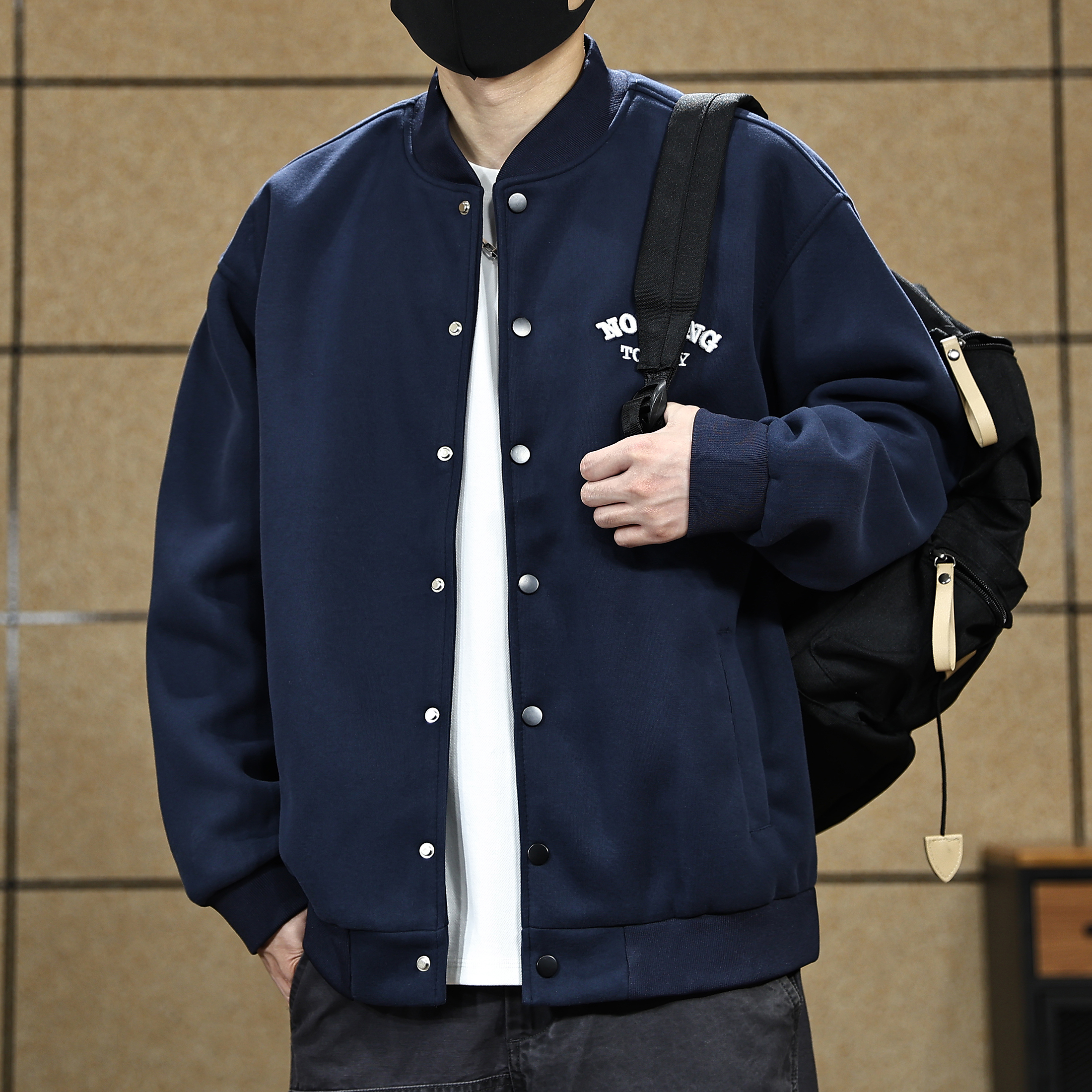 美式潮牌立领刺绣棒球服外套男士休闲宽松运动青少年百搭情侣夹克