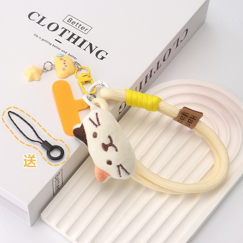 可爱毛绒猫咪手机链短款带夹片手机挂绳手腕款高级感结实防丢挂件