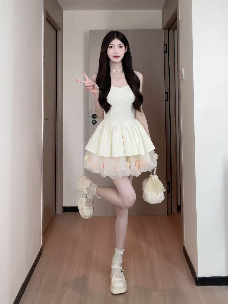 松本丧丧彩色花朵裙欧若风温柔减龄收腰气质春季连衣裙B251Q0497