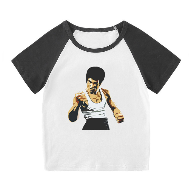 中国功夫武术衣服李小龙头像照片短袖t恤男上衣女儿童装纪念半袖