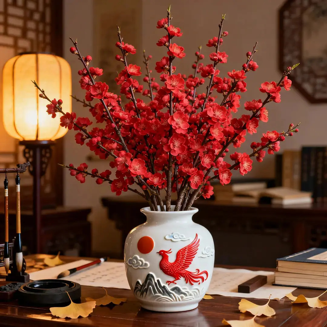 【带花苞】鲜枝水培桃枝浓香红梅绿梅室内客厅遇水开花耐寒年宵花卉