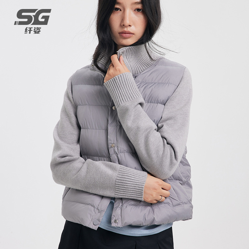 秋冬空气棉服短款外套女蓬松柔软拼接保暖上衣设计感百搭休闲外套